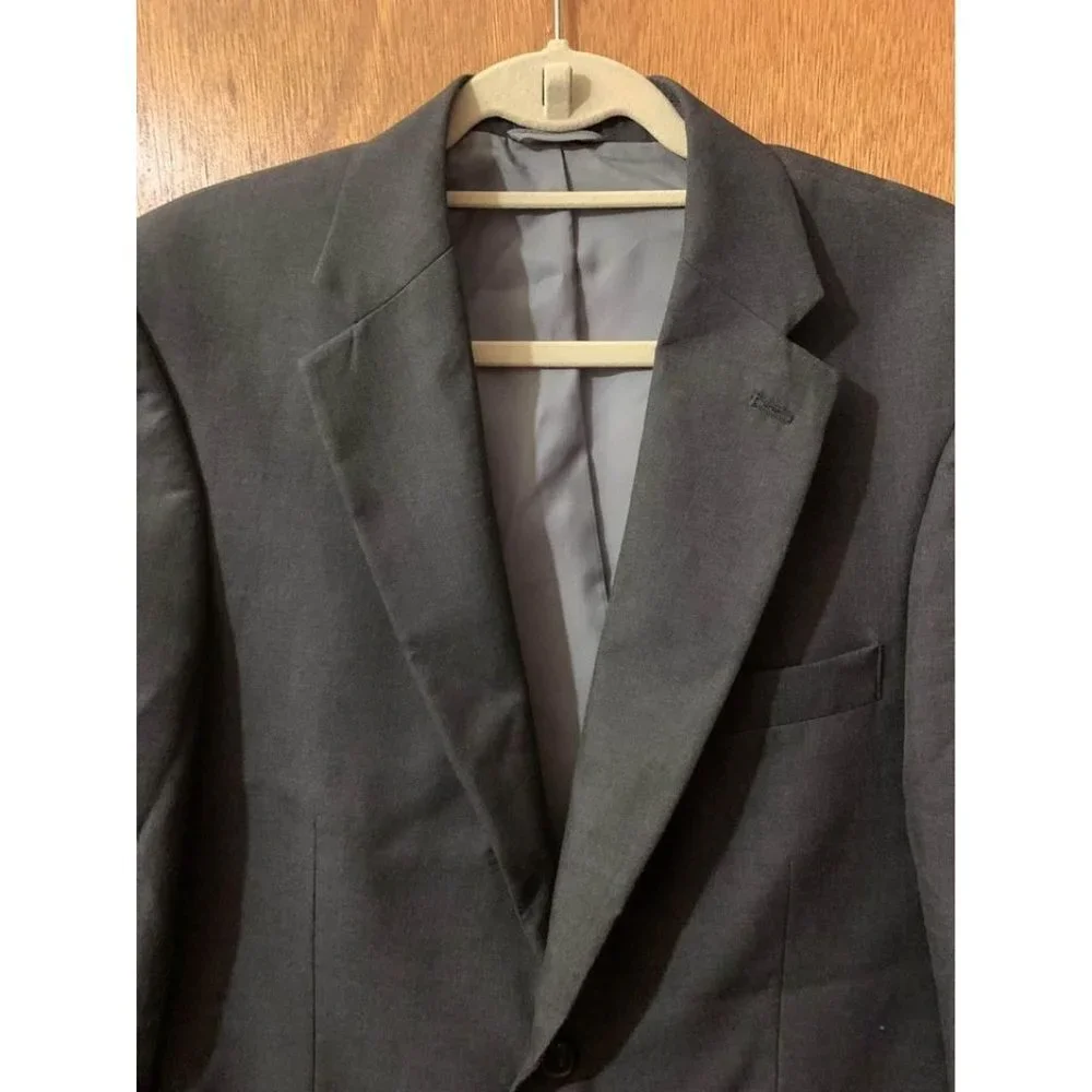 Saddlebred Suit Jacket Sports Coat Blazer Business Casual Office Size 40L Gray